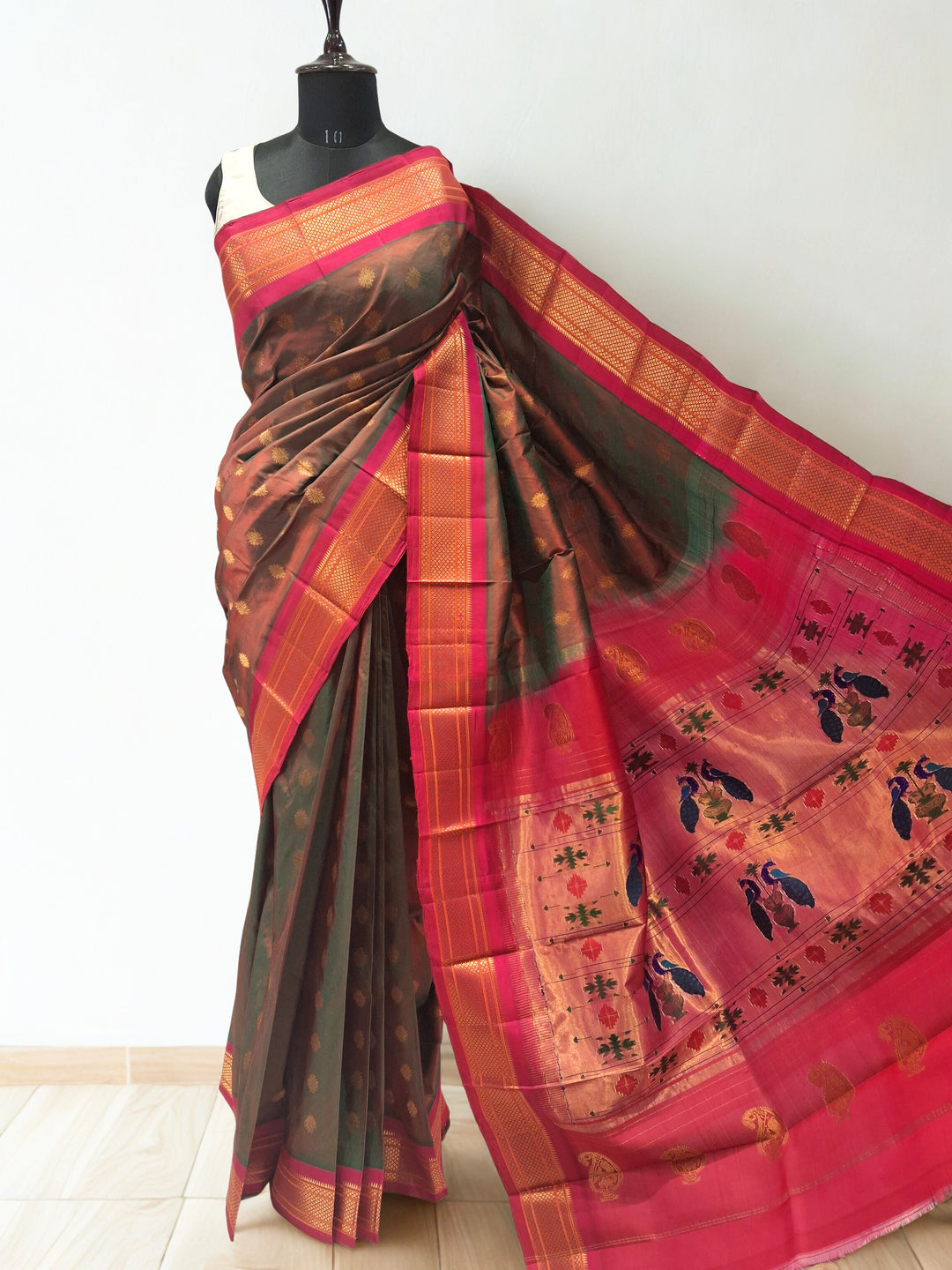 Dual Tone Paithani with Gold Zari