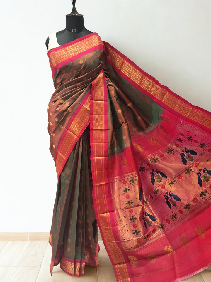 Dual Tone Paithani with Gold Zari