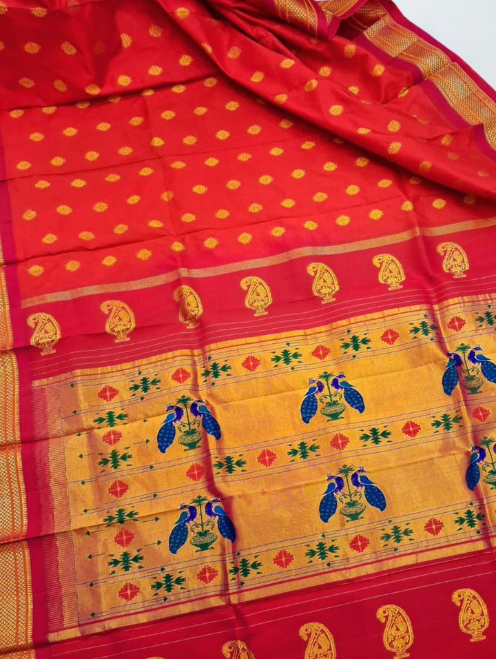 Red Maharani Silk Paithani Saree
