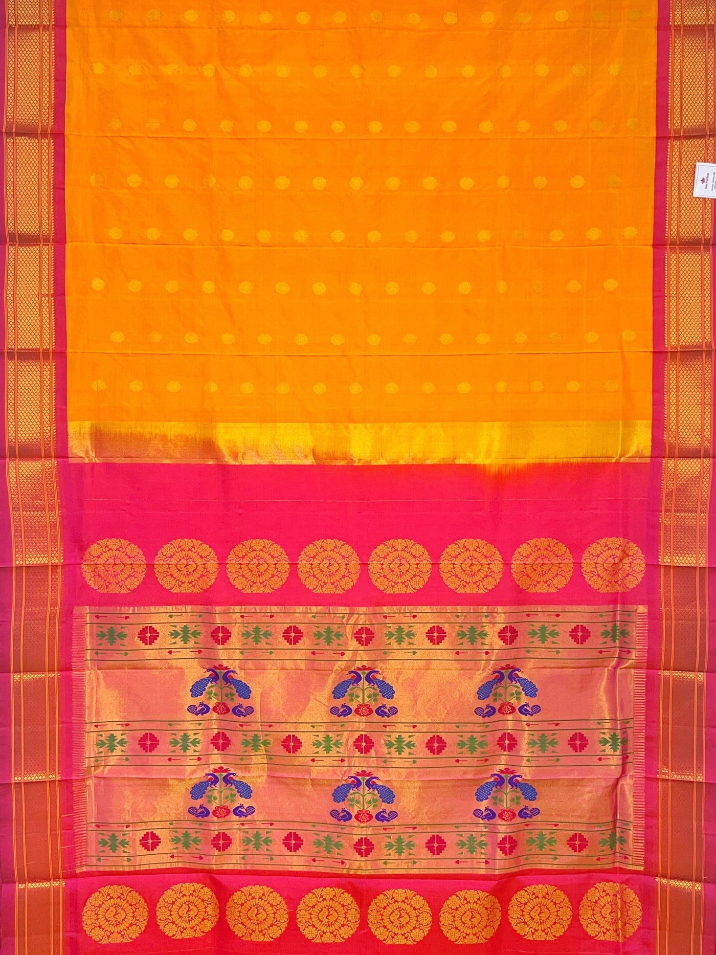 Golden yellow silk paithani saree