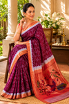 Maroon bandhani silk triple muniya paithani saree