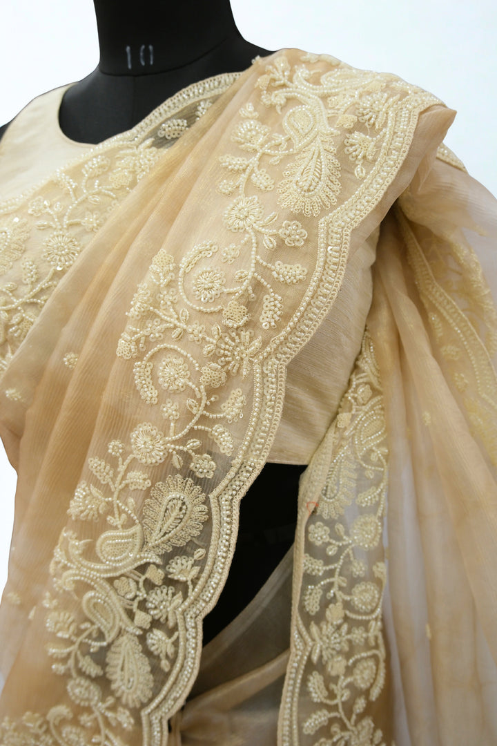 Beige designer saree