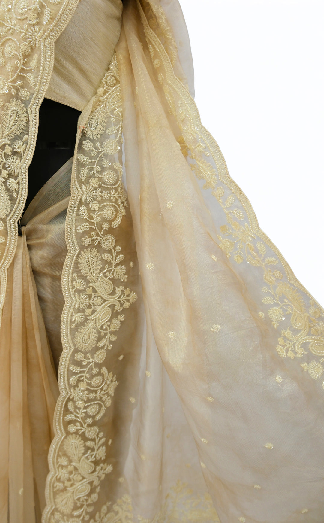 Beige designer saree