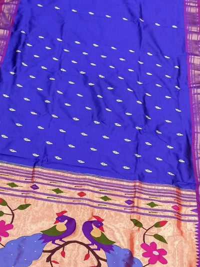 Blue Silk Paithani Saree with Rich Pallu