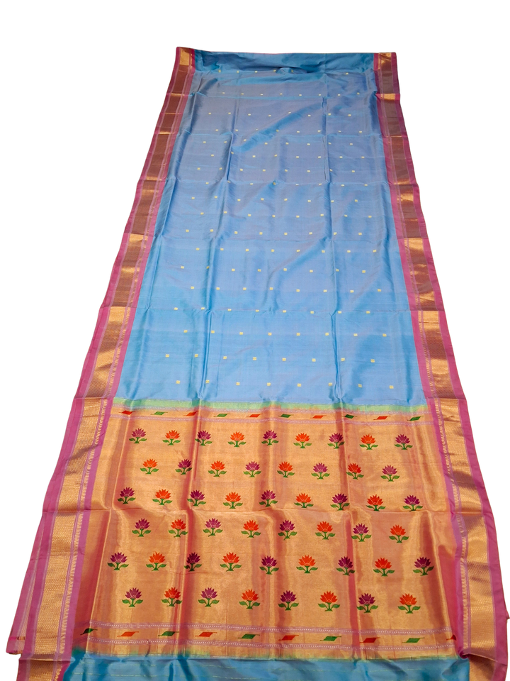 Light Blue Rich Pallu Silk Paithani Saree