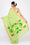 Pista Green Cotton Paithani Saree