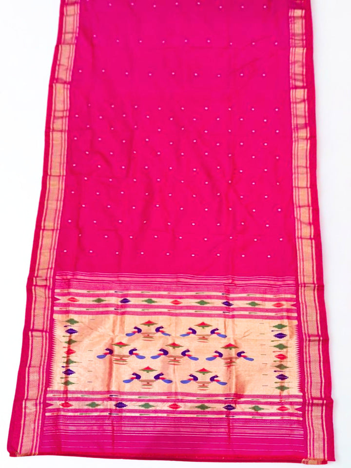 Pink silk paithani saree