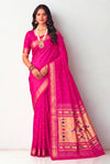Pink silk paithani saree