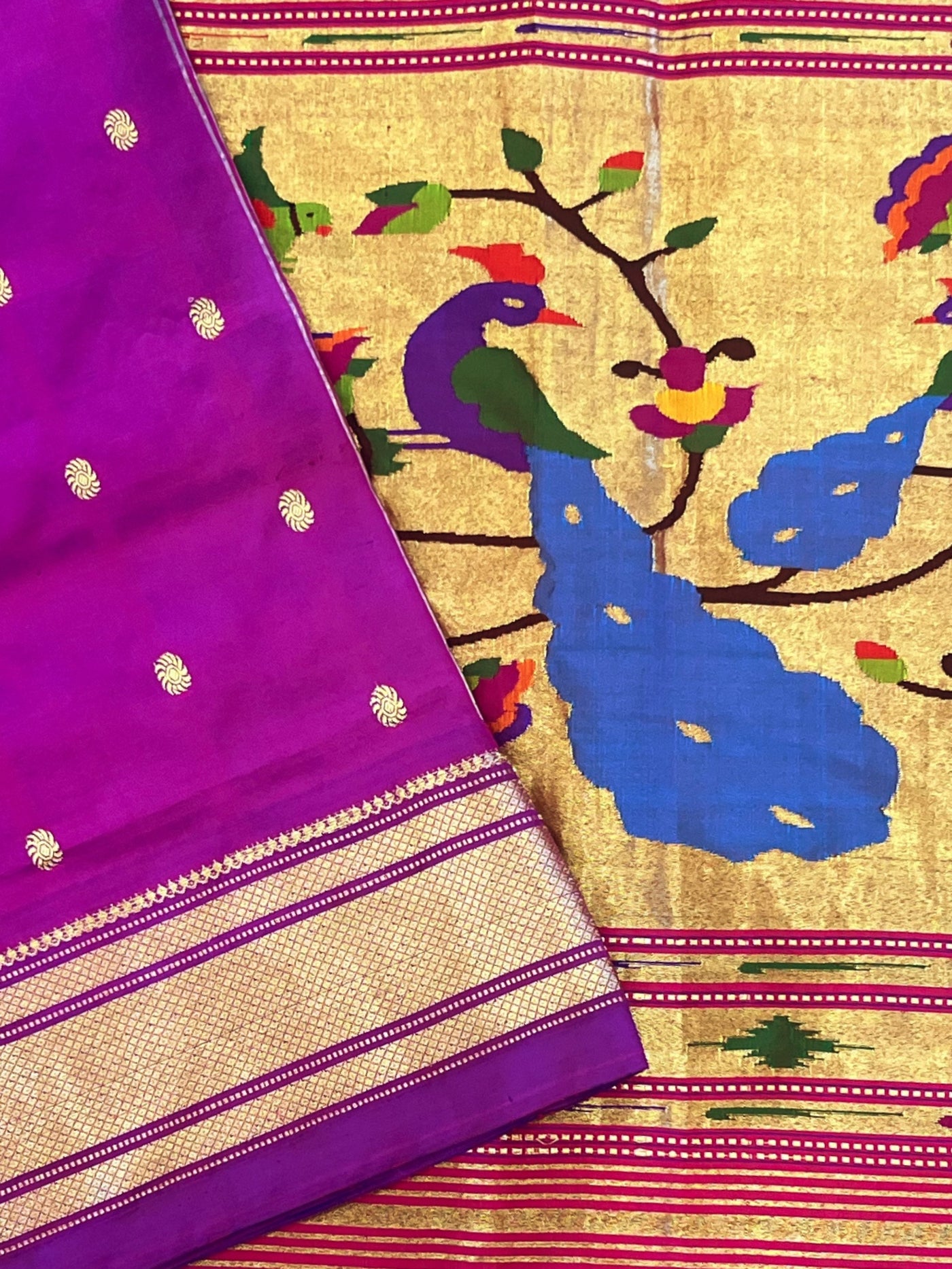 Purple rich pallu silk paithani saree