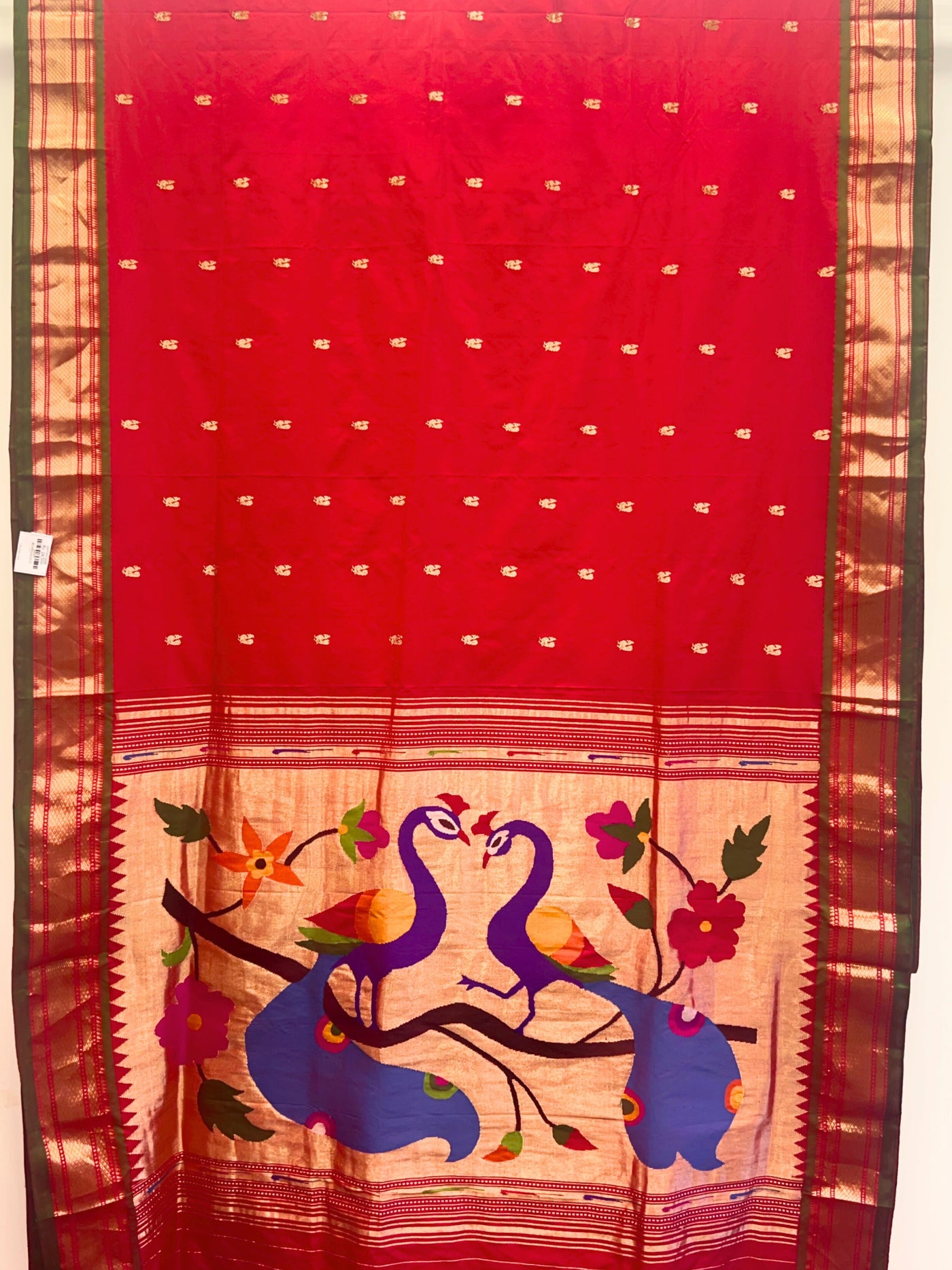 Red rich pallu silk paithani saree