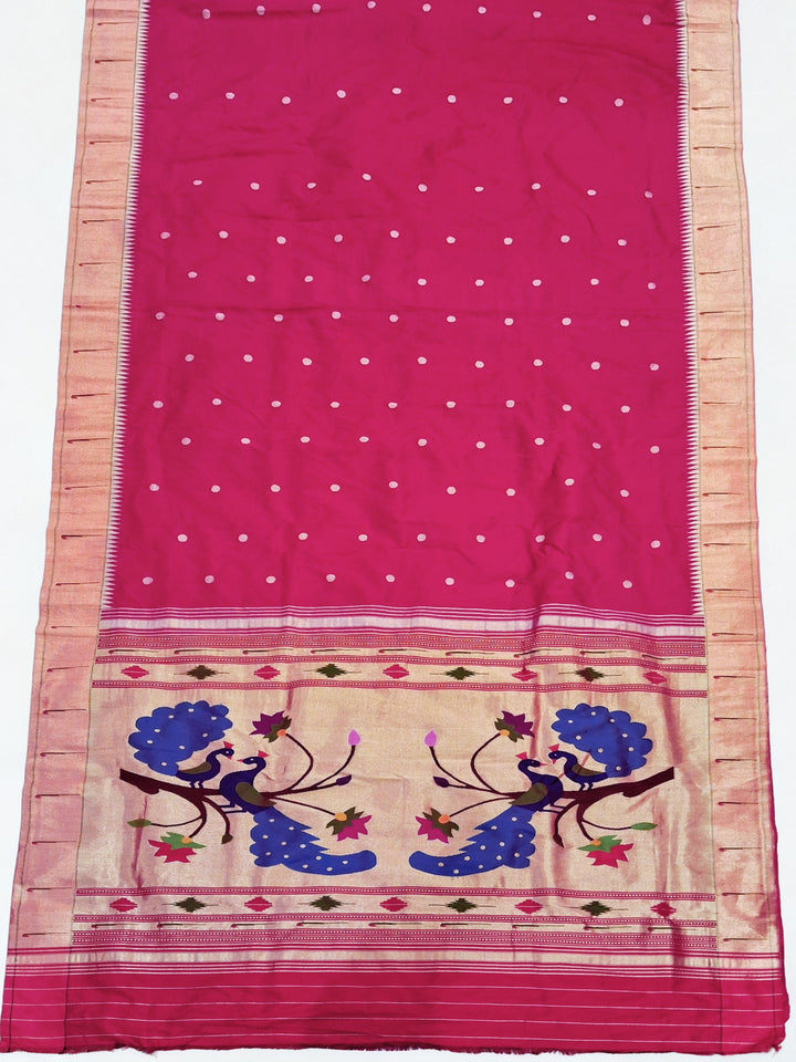 Fuchsia pink rich pallu silk paithani