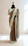 Bronze olive designer banarasi saree