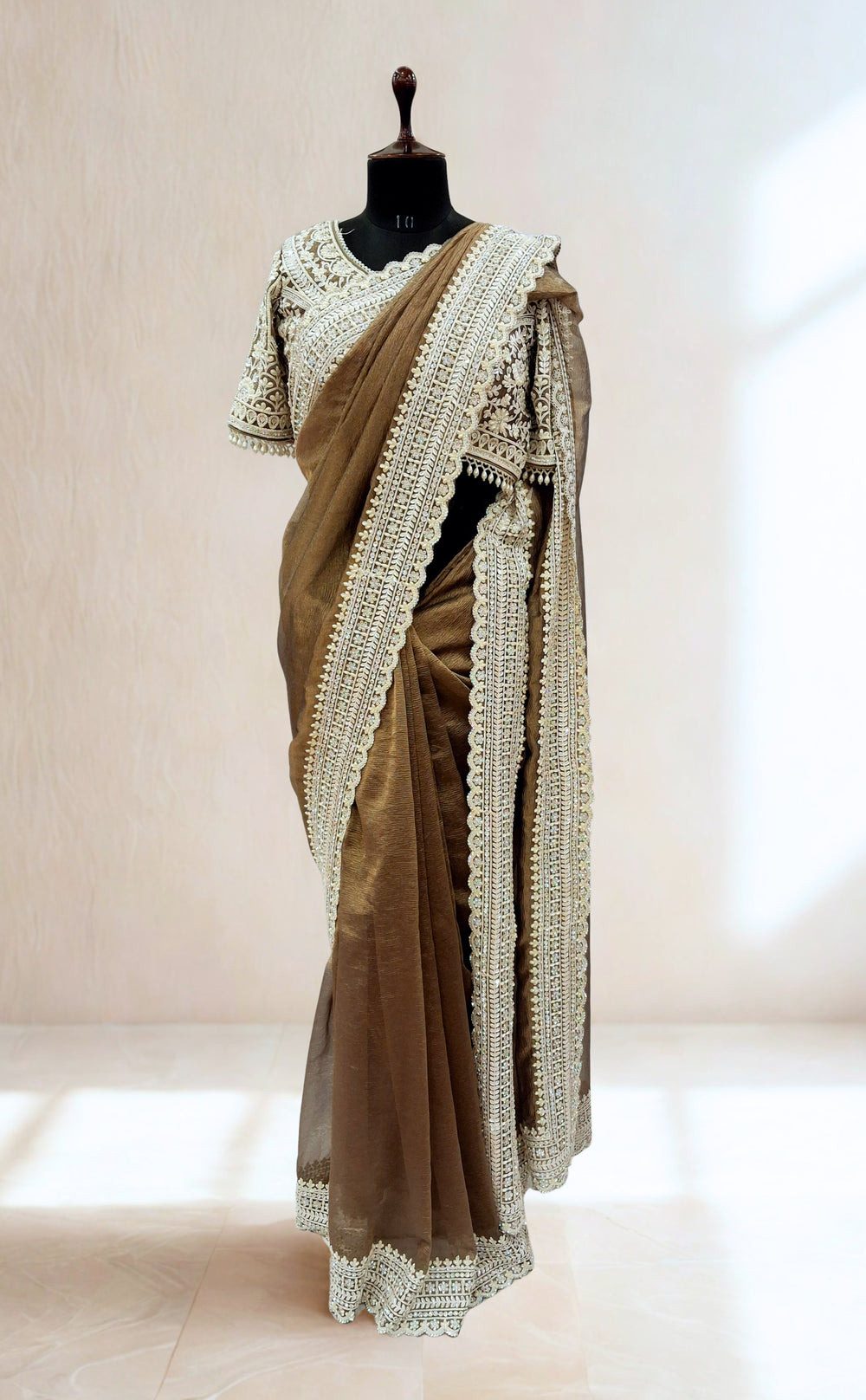 Bronze Olive Designer Saree