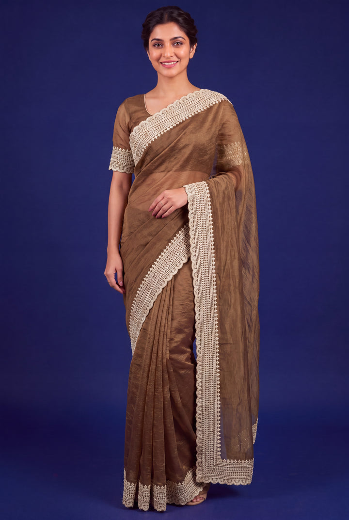 Bronze Olive Designer Saree