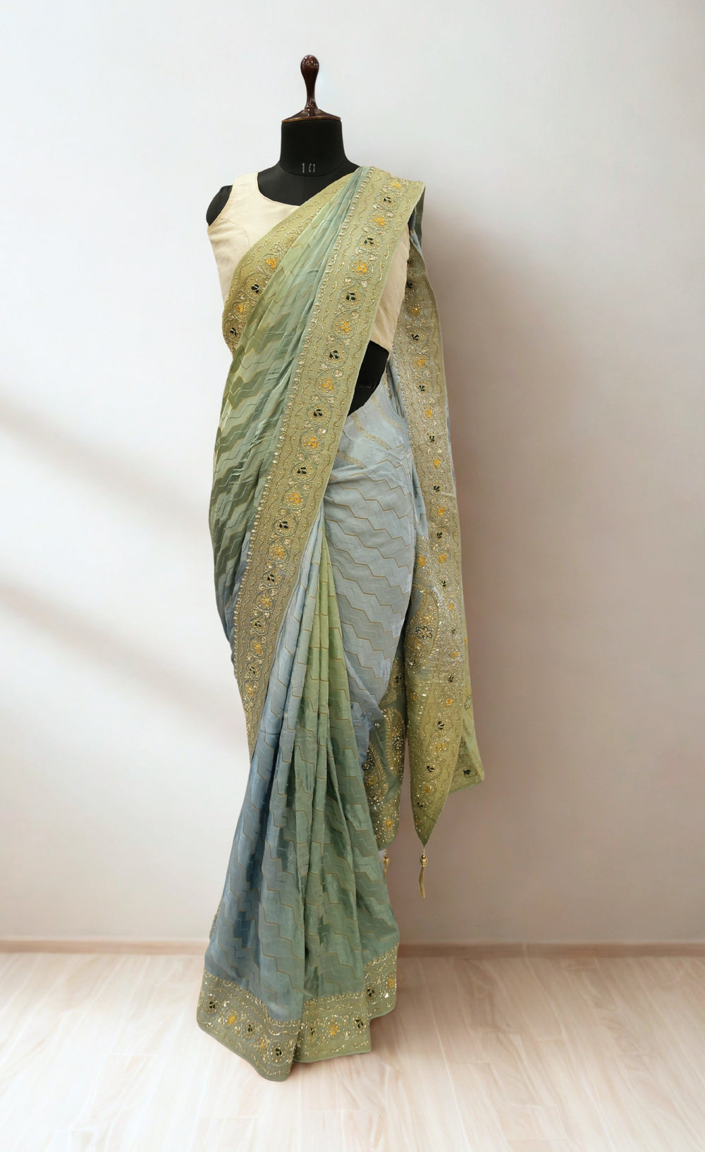 Slate Blue Designer Banarasi Saree