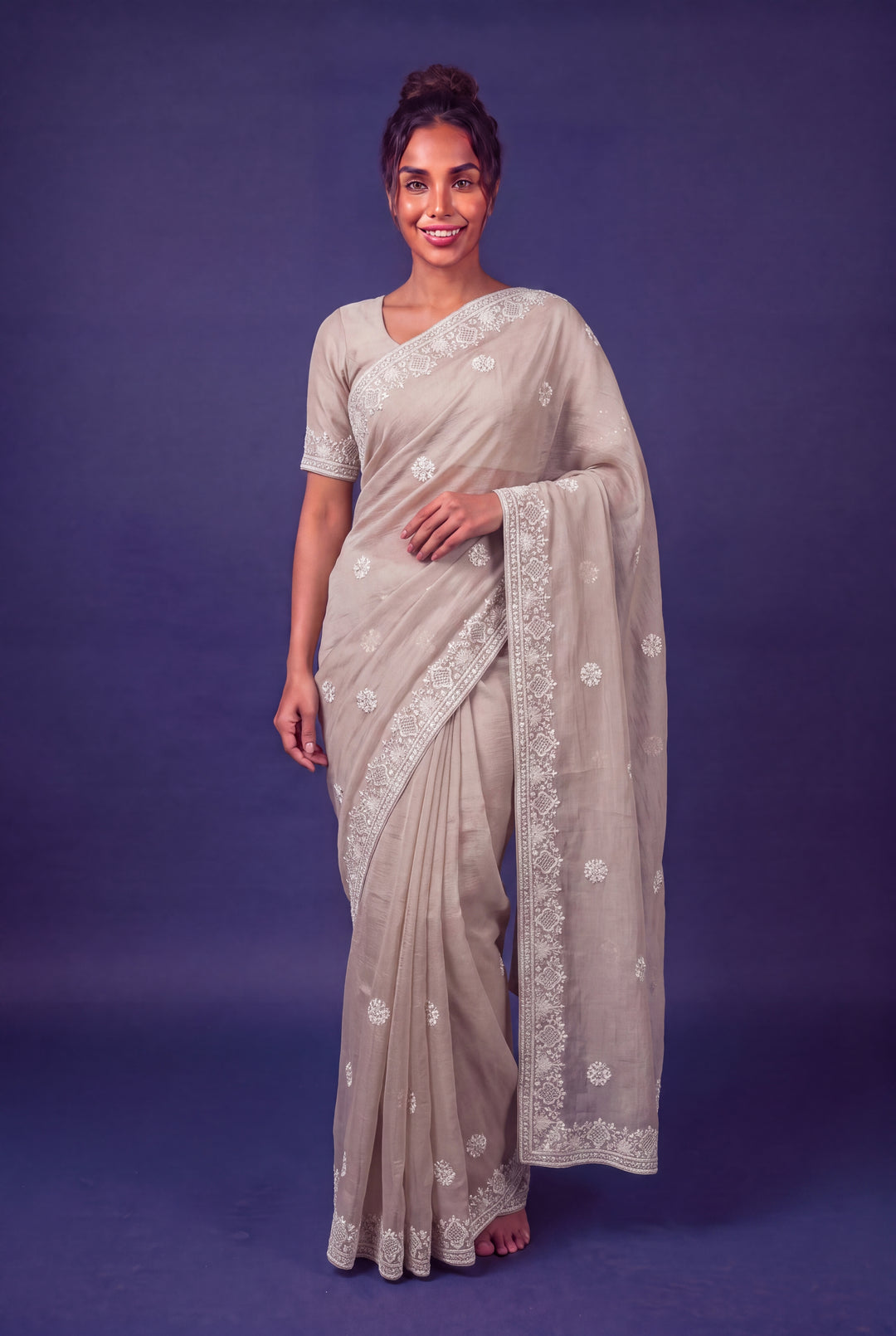 Chiku Color Designer Saree