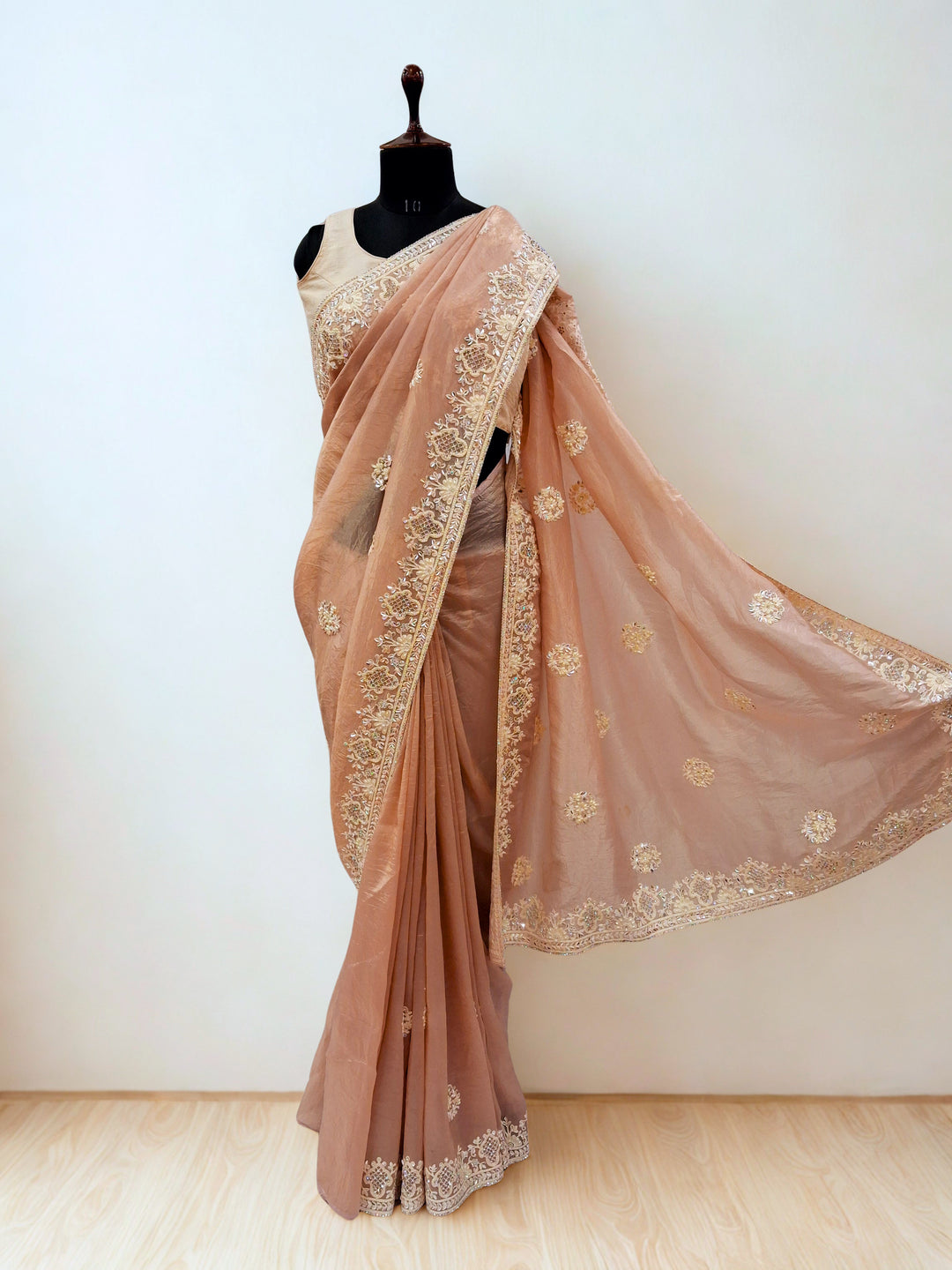 Chiku color designer saree