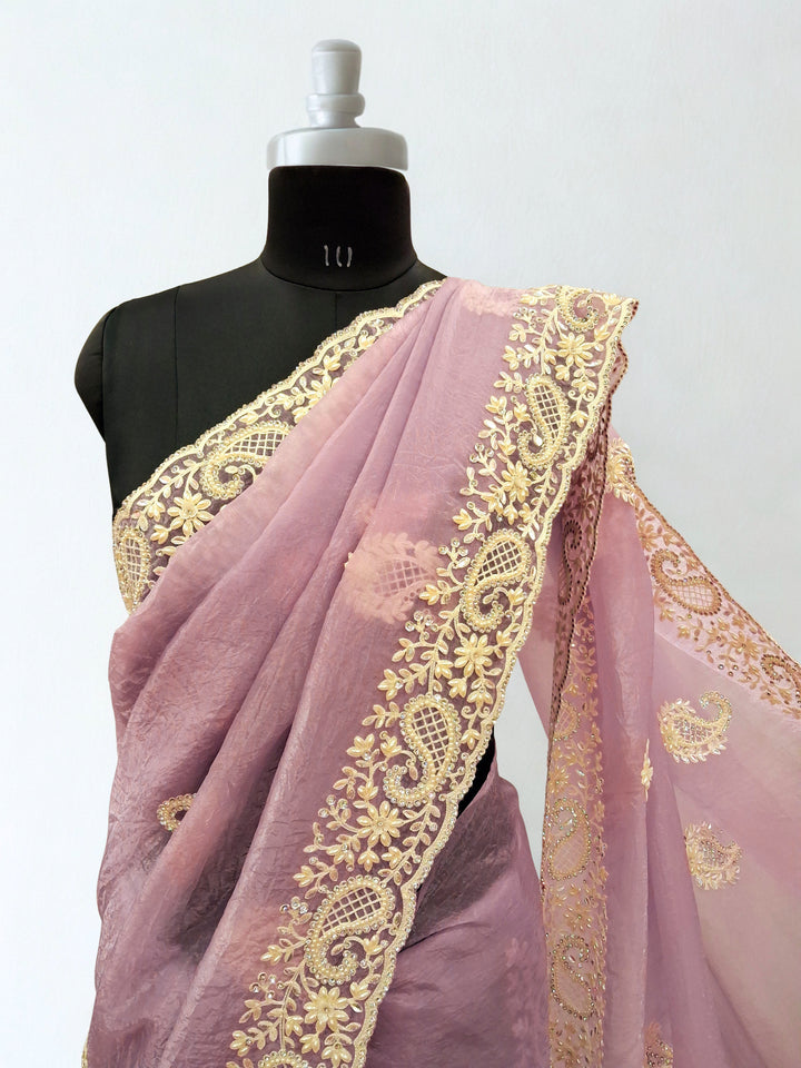Lilac designer saree