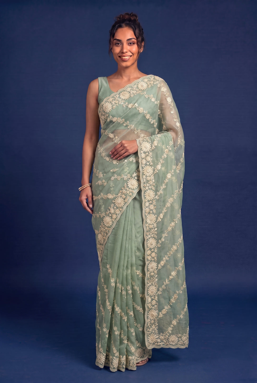 Sage Green Designer Saree
