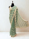 Sage green designer saree