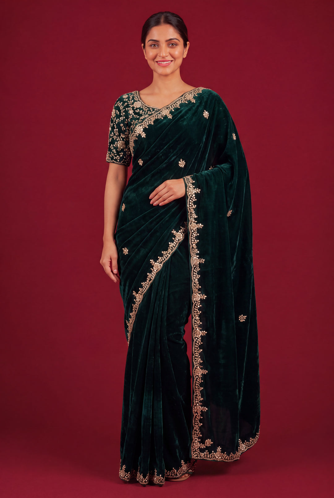 Teal Blue Designer Saree