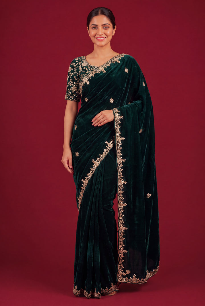 Teal Blue Designer Saree