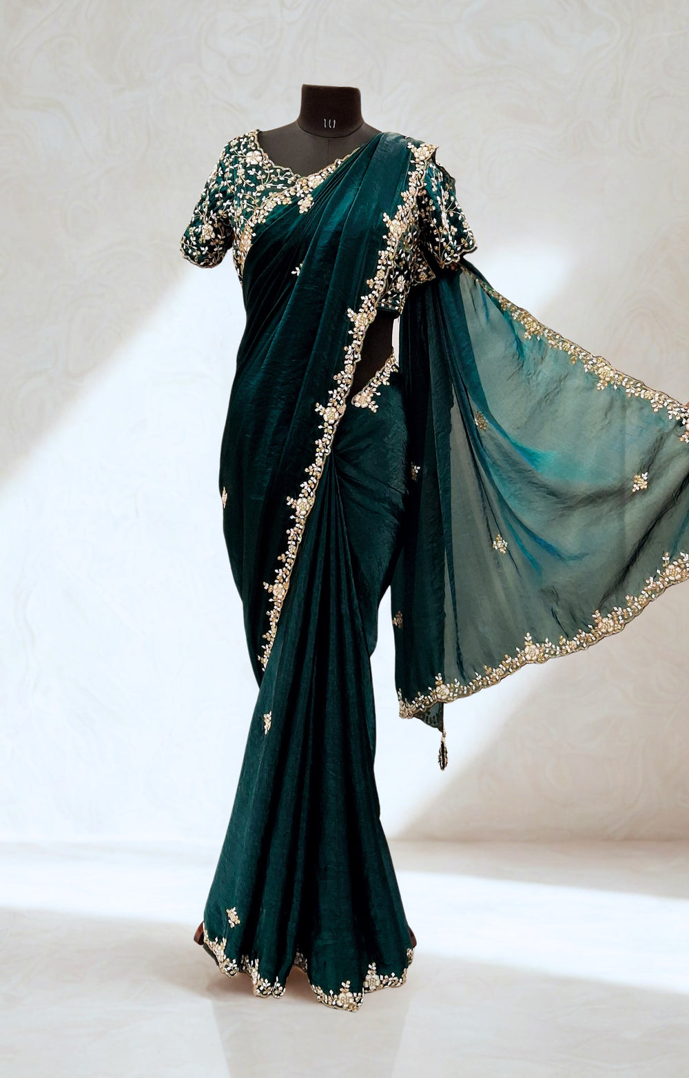 Teal Blue Designer Saree