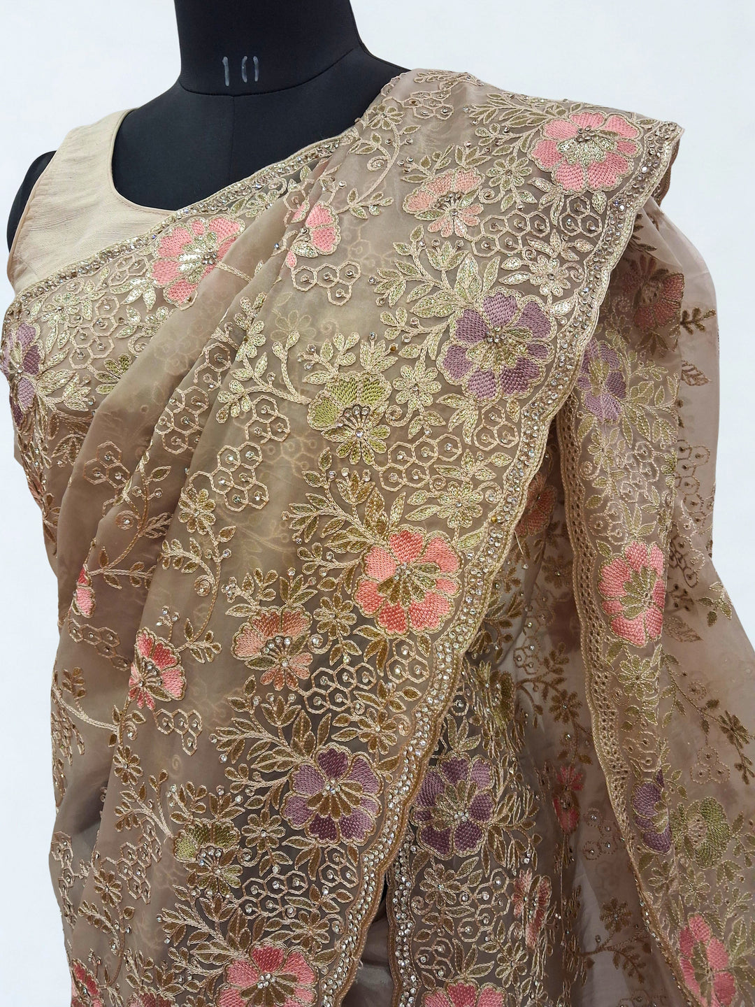 Earthy grey designer saree