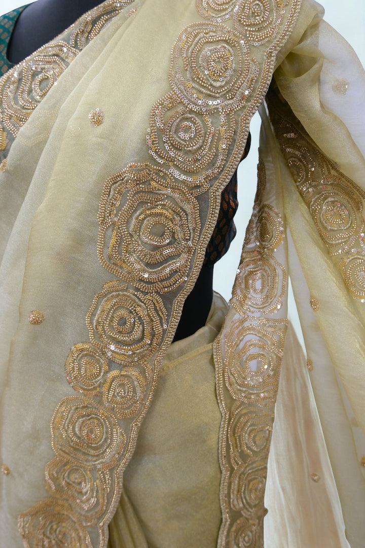 Beige designer saree