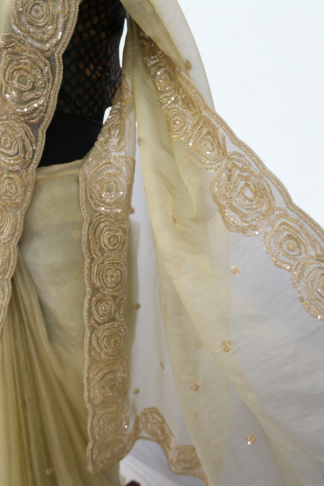 Beige designer saree