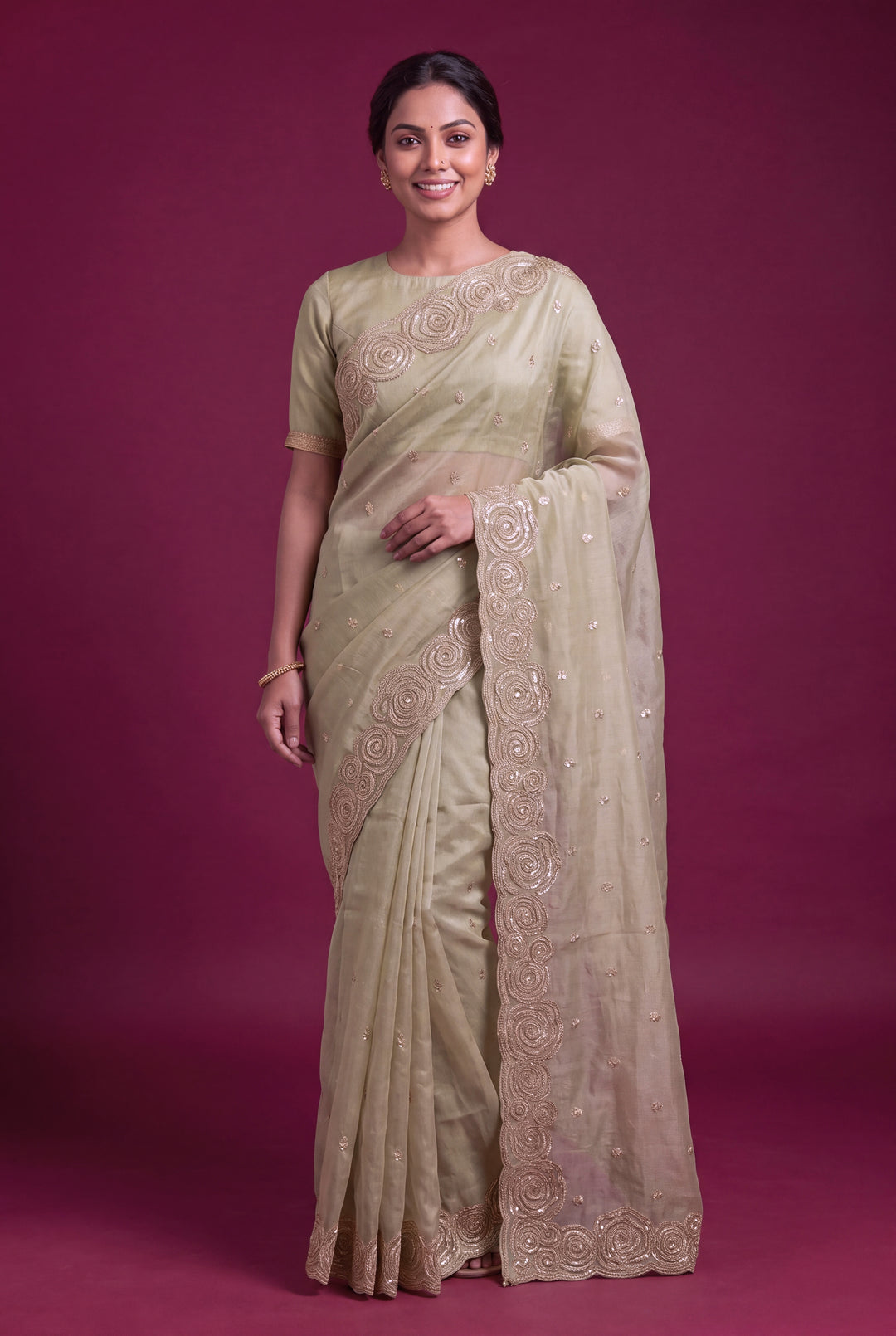 Beige Designer Saree