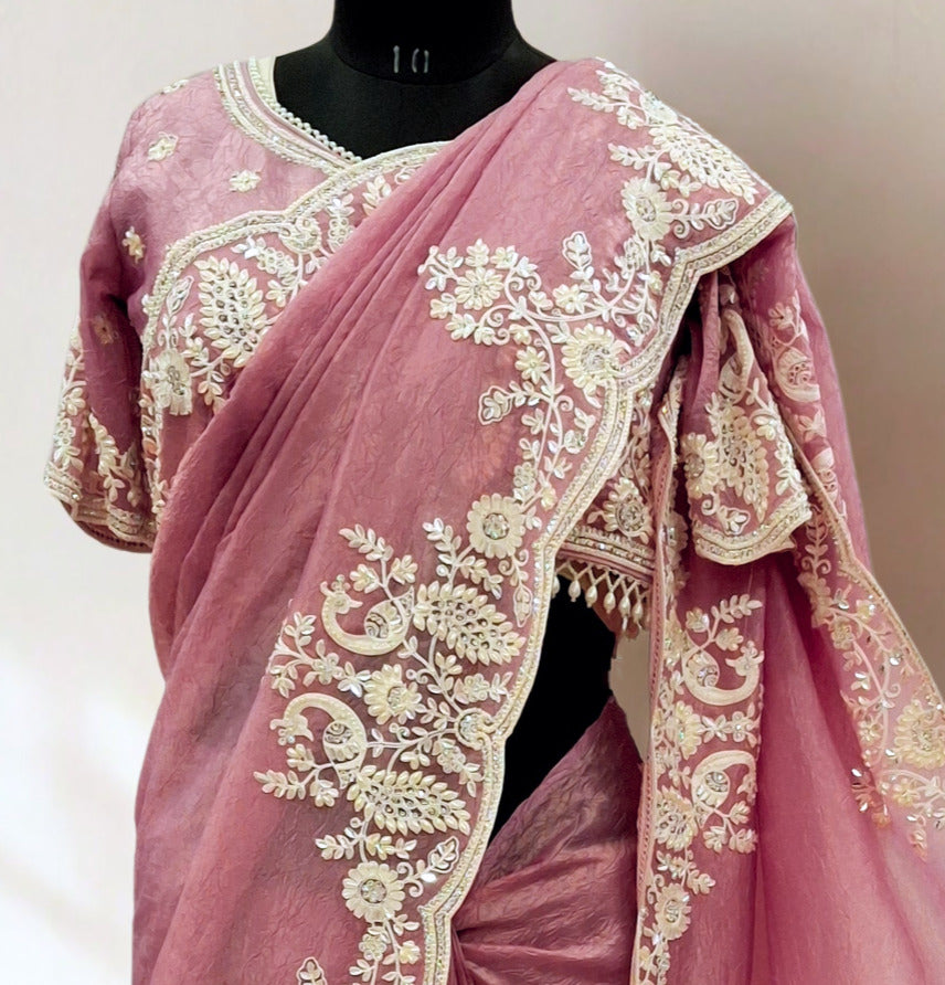 Onion Pink designer saree