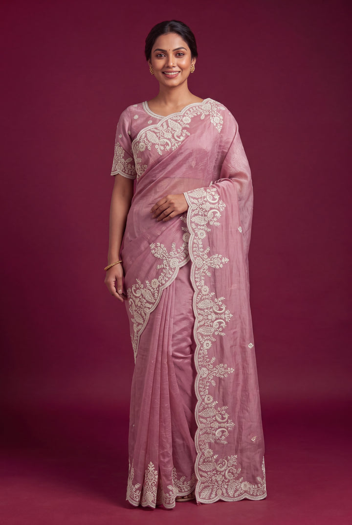 Onion Pink Designer Saree