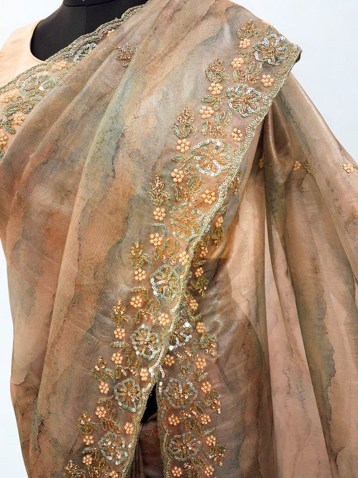 Mink grey designer saree