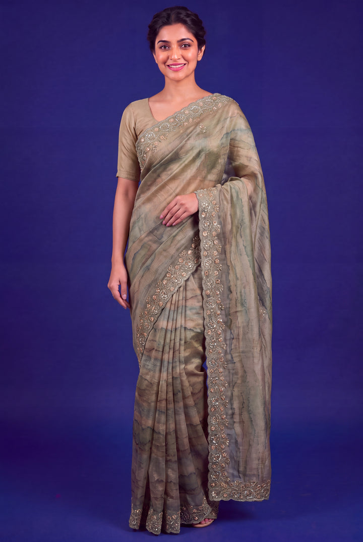 Mink Grey Designer Saree