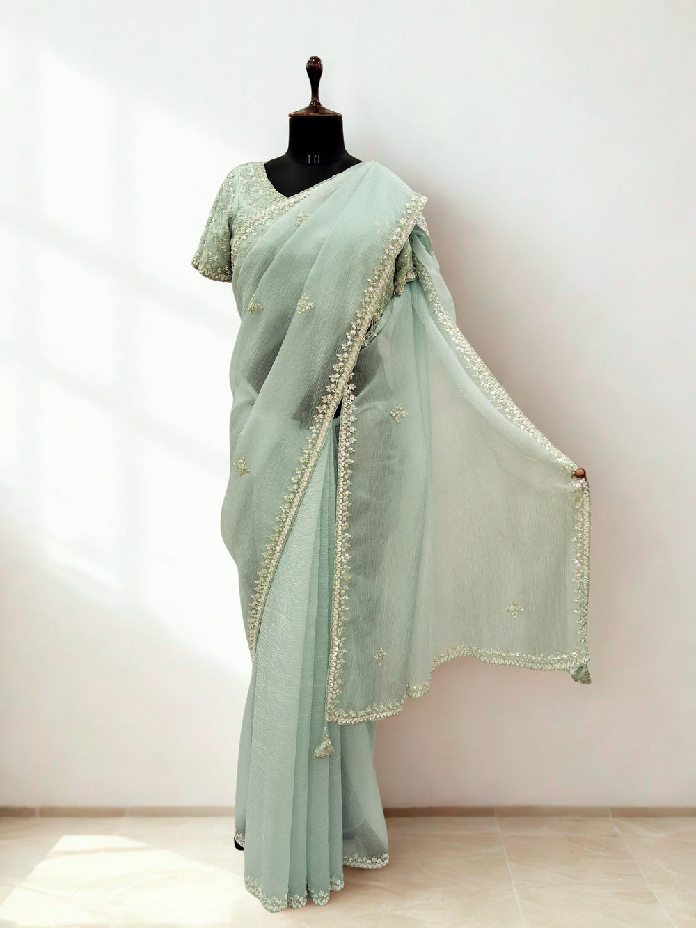 Mint Green Designer Saree
