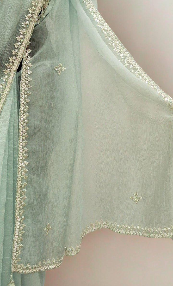 Mint green designer saree