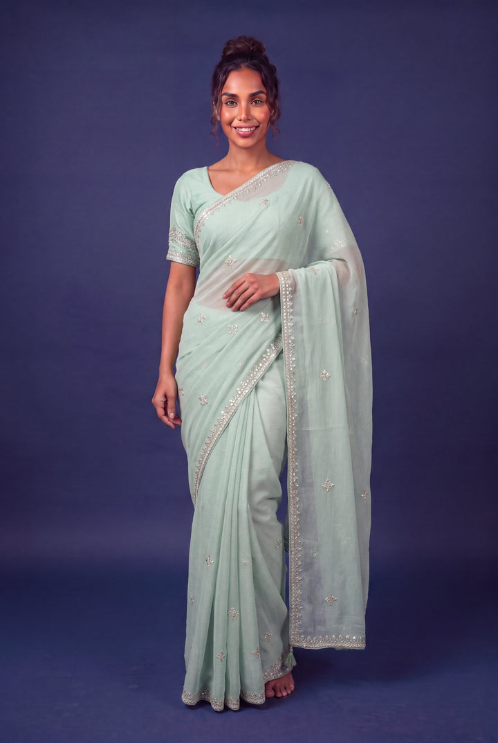 Mint Green Designer Saree