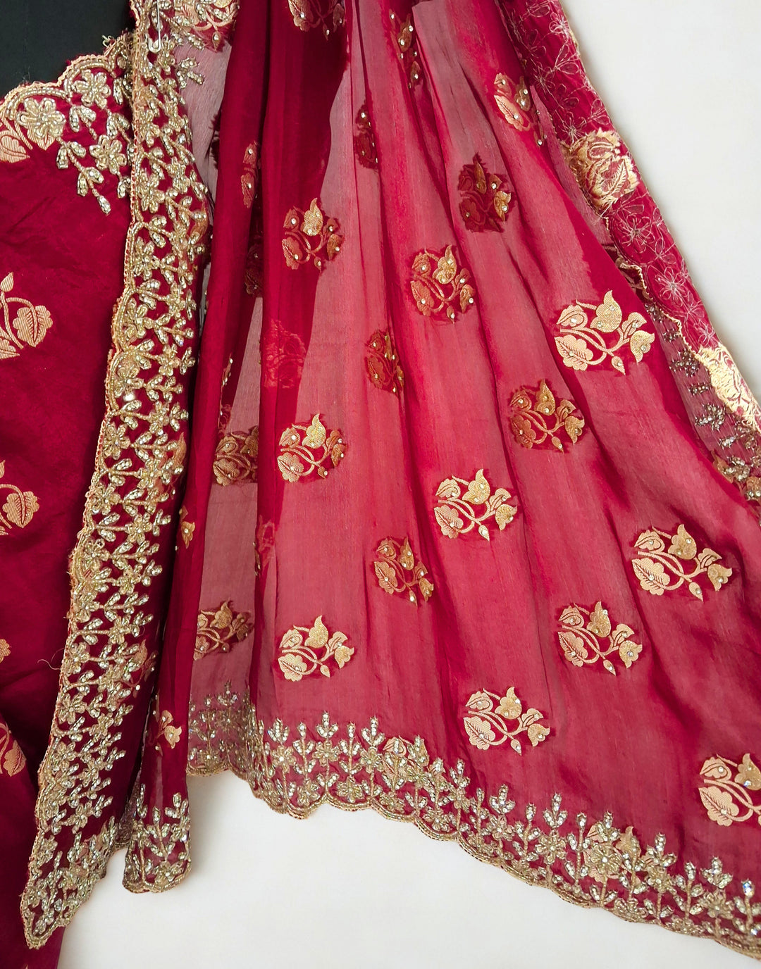 Maroon designer saree