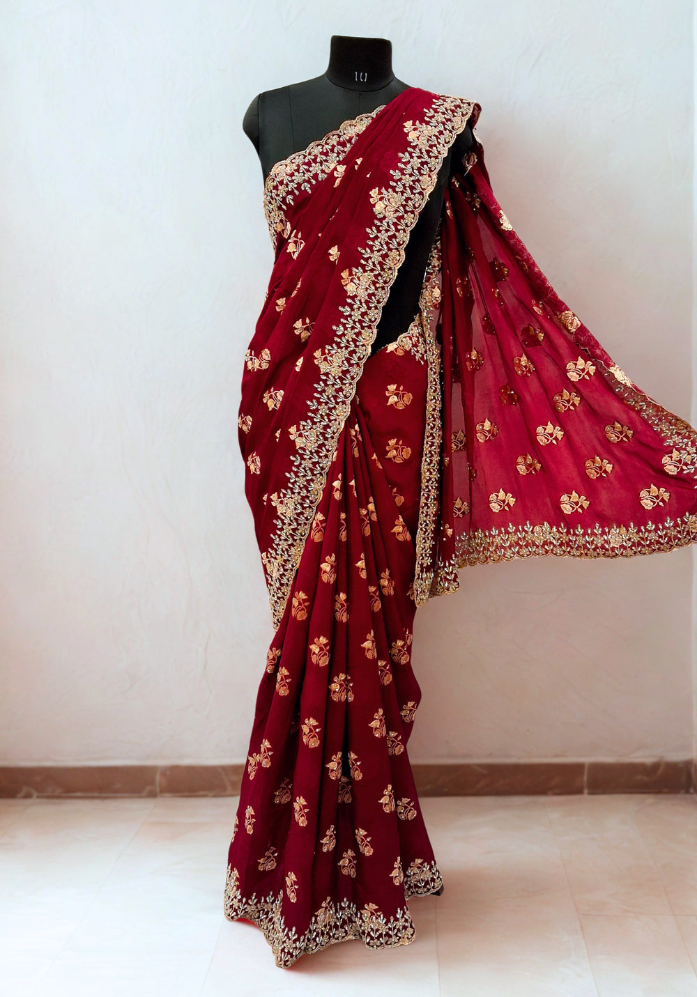Maroon Designer Saree