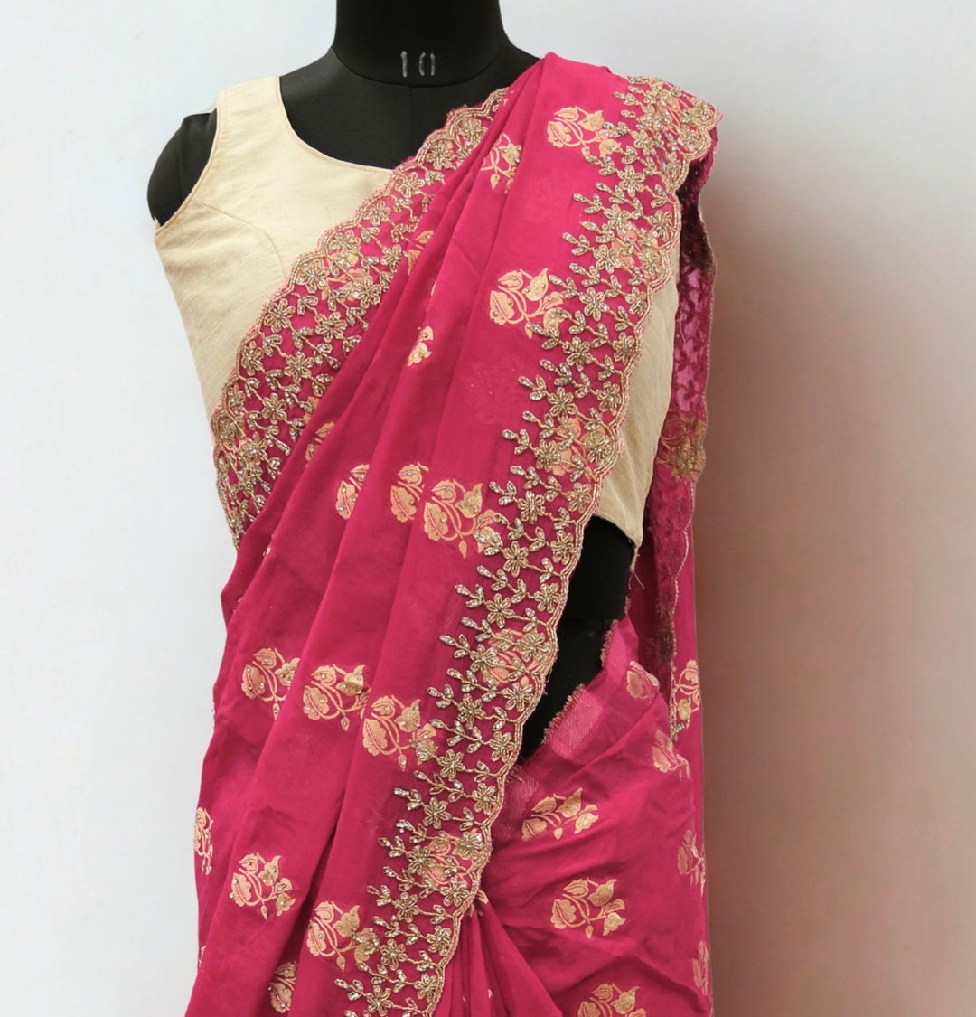 Rani pink designer saree