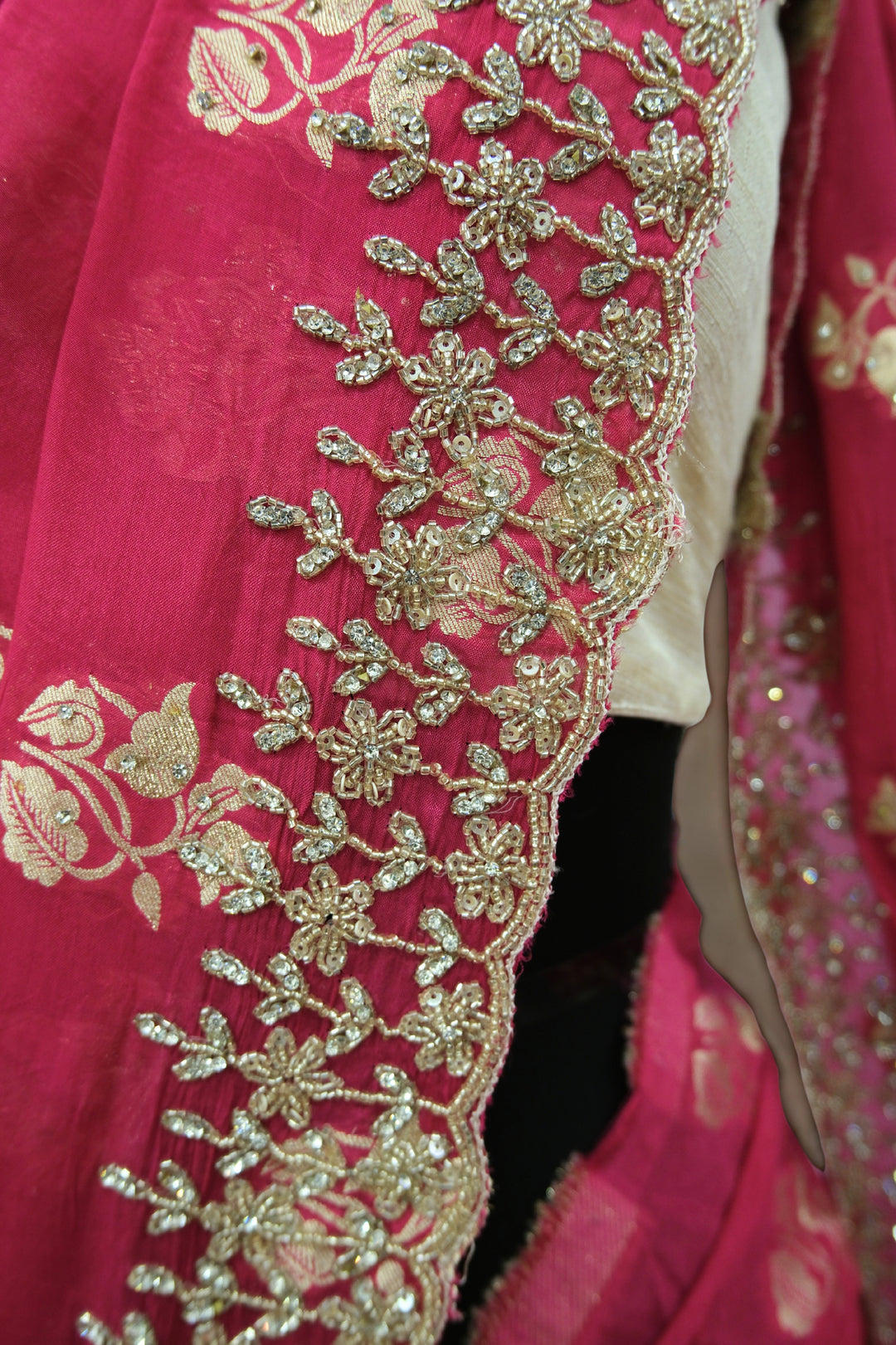 Rani pink designer saree