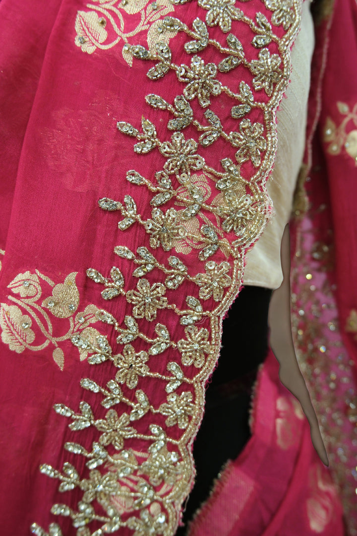 Rani pink designer saree
