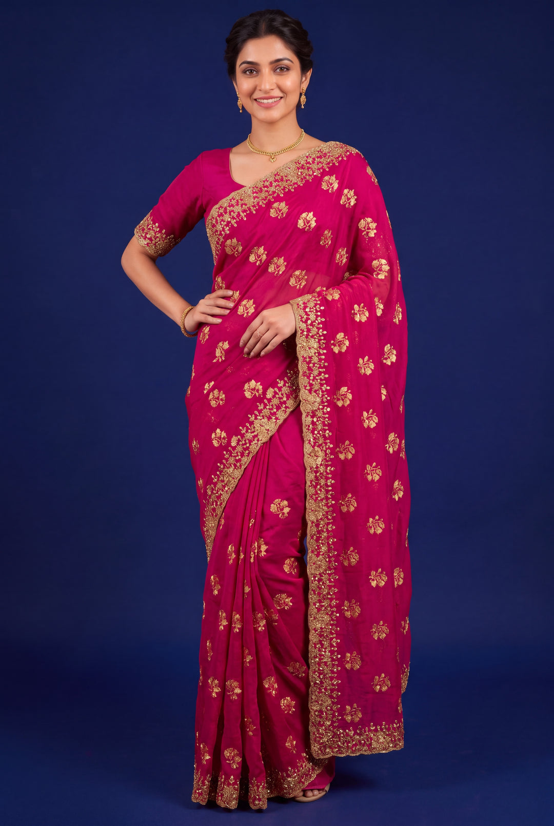 Rani Pink Designer Saree