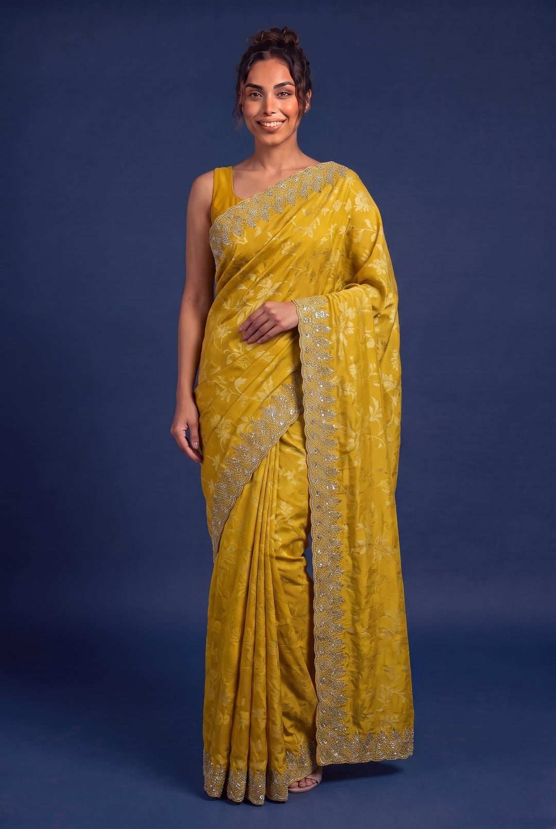 Mustard Designer Saree