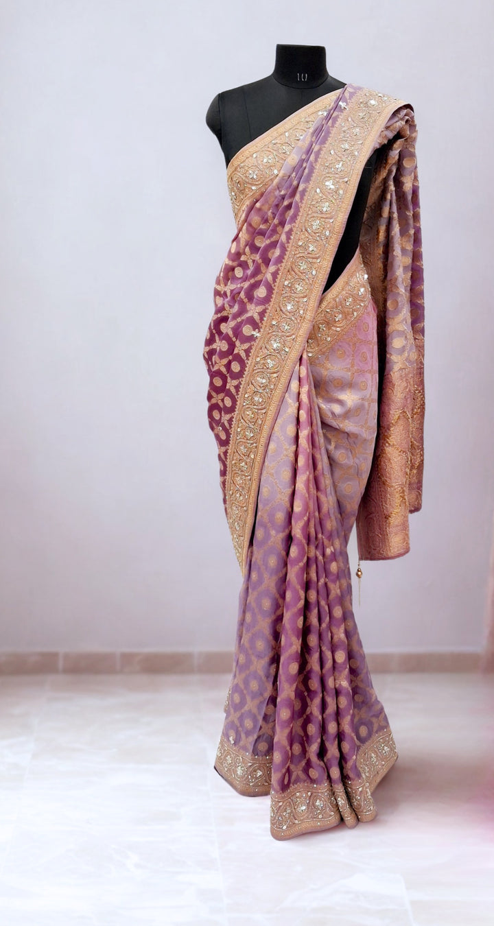 Mauve designer banarasi saree