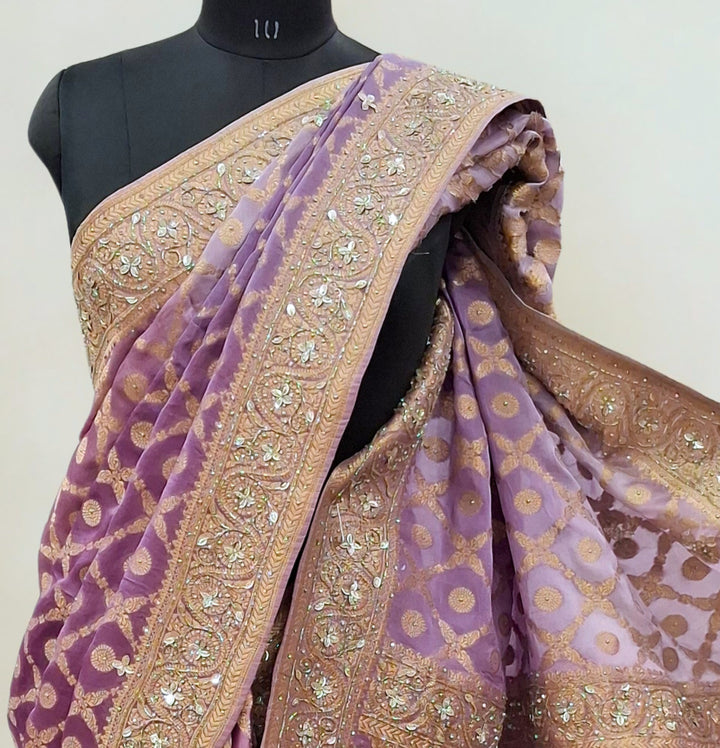 Mauve designer banarasi saree