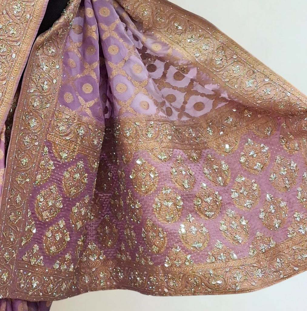 Mauve designer banarasi saree
