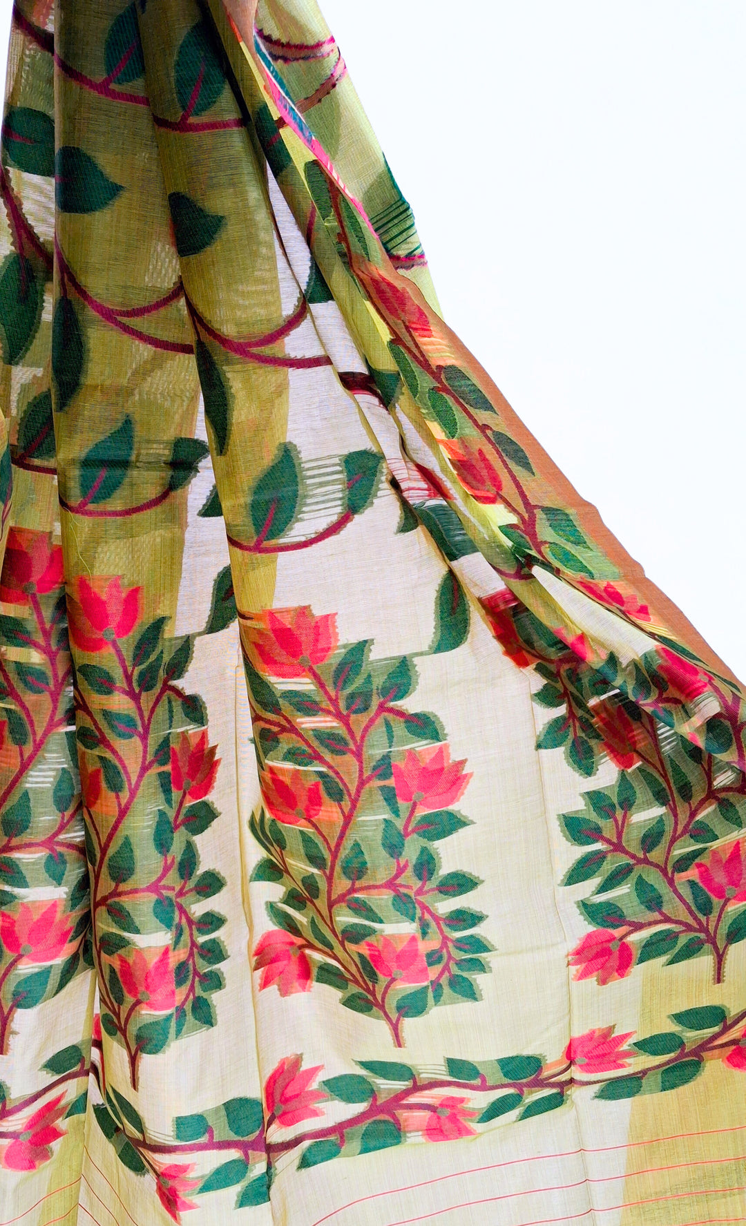 Pastel Parrot Green Pure Cotton Saree