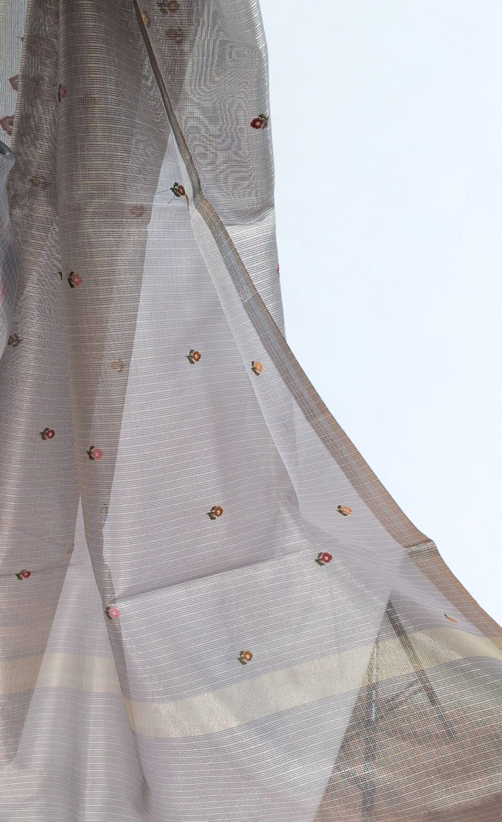 Smoky Grey Kota Doria Saree